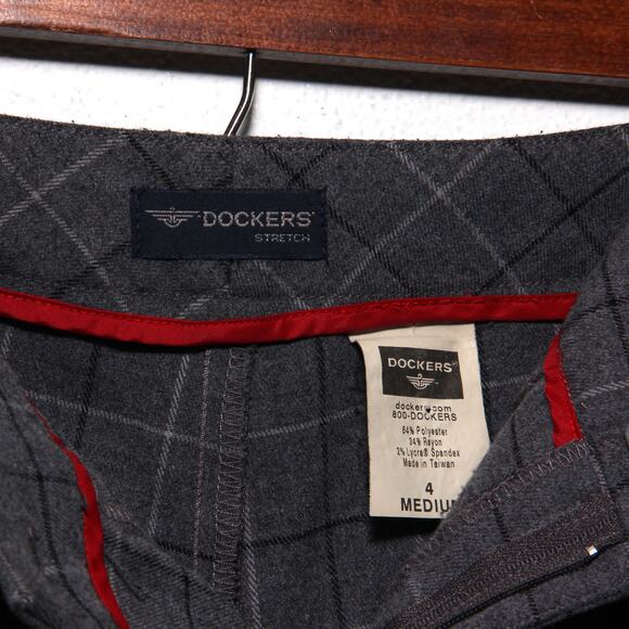 Vintage Dockers Y2K  Gray Plaid Cuffed Hem Trouser Pants Size 4 - Picture 7 of 9